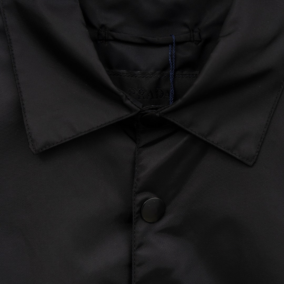 Prada Woven Leather Label Logo Shirt Jacket