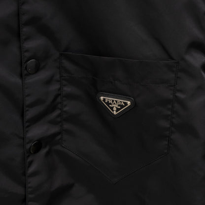 Prada Woven Leather Label Logo Shirt Jacket