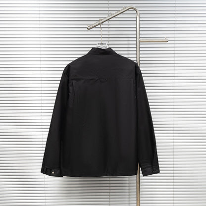 Prada Woven Leather Label Logo Shirt Jacket