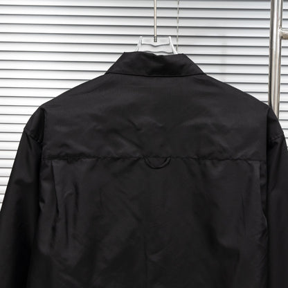 Prada Woven Leather Label Logo Shirt Jacket