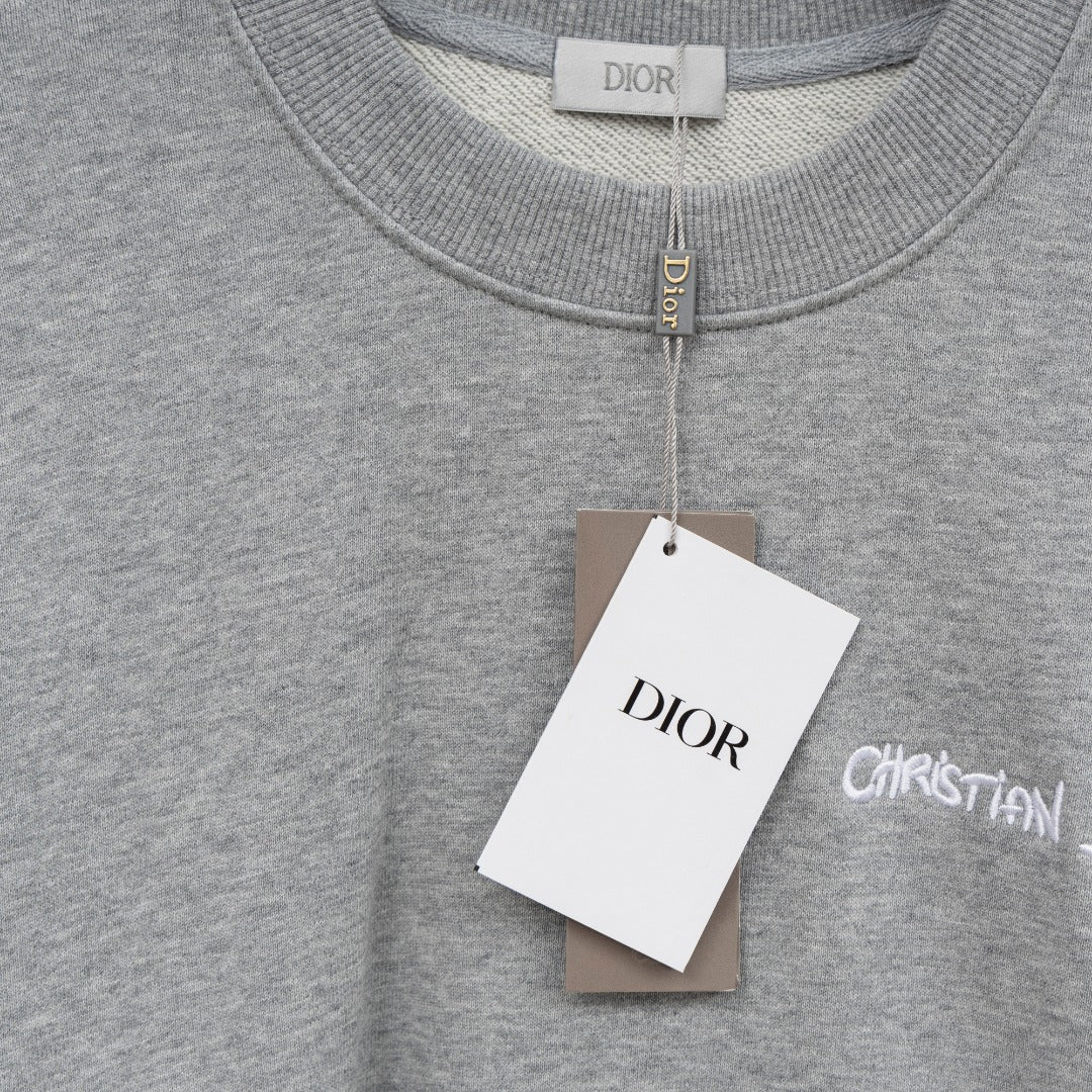 Dior Embroidered Script Logo Crewneck Sweatshirt