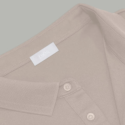 Dior Silk Long Sleeve Polo Shirt with Metal Patch