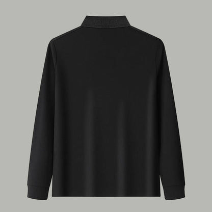 Dior Silk Long Sleeve Polo Shirt with Metal Patch