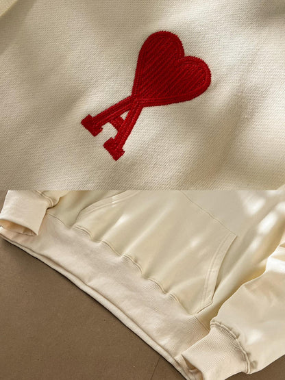 Ami Paris Ami De Coeur Heart Embroidery Hoodie