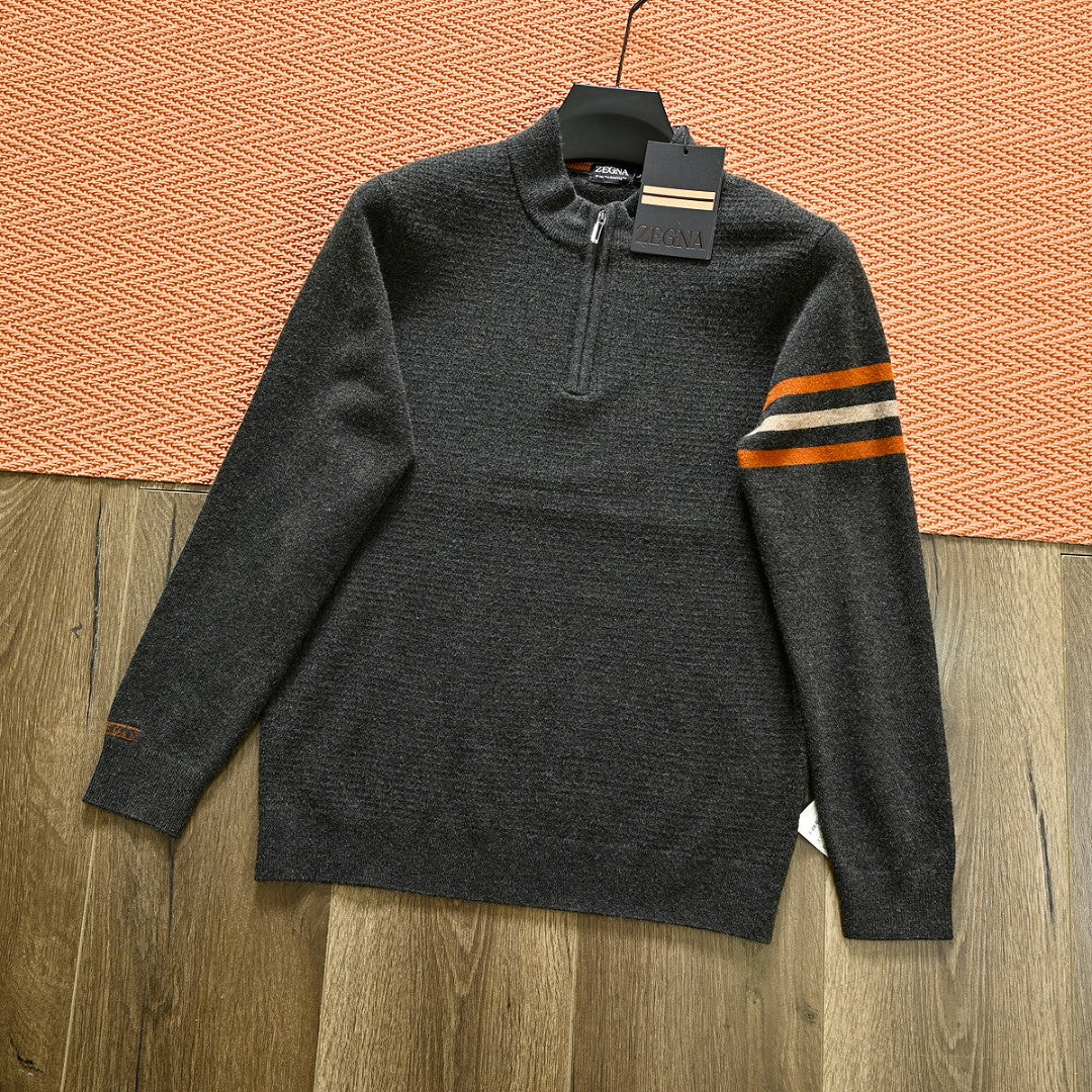 Zegna Men's Half-Zip Stand-Collar Sweater – 25FW