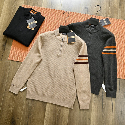 Zegna Men's Half-Zip Stand-Collar Sweater – 25FW