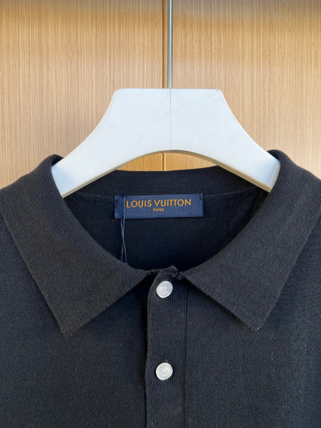 Louis Vuitton Monogram Leather Patch Knit Long-Sleeve Polo Shirt – 26SS Early Spring Collection