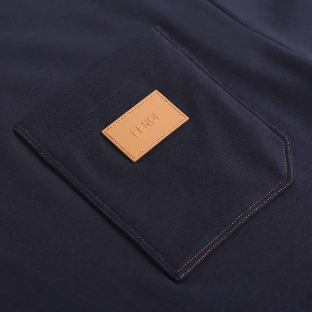 Fendi Leather Patch Short-Sleeve T-Shirt