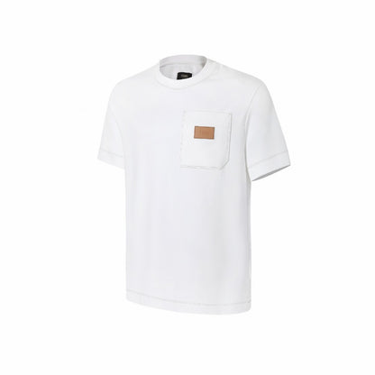 Fendi Leather Patch Contrast-Stitch T-Shirt