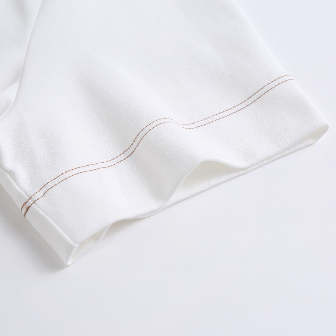 Fendi Leather Patch Contrast-Stitch T-Shirt