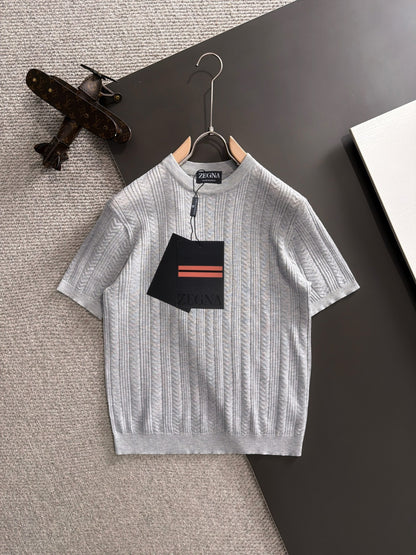 Zegna Embroidered Combed Cotton Short-Sleeve T-Shirt – Summer Collection – 2026