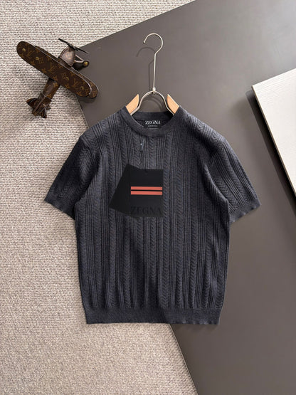 Zegna Embroidered Combed Cotton Short-Sleeve T-Shirt – Summer Collection – 2026