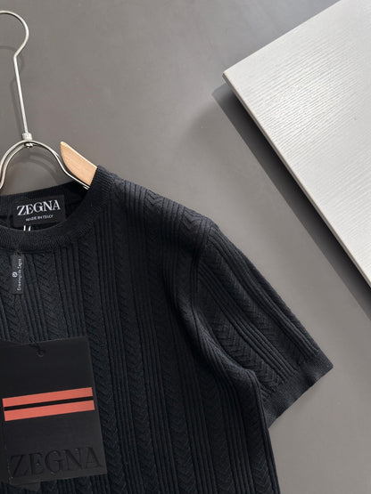 Zegna Embroidered Combed Cotton Short-Sleeve T-Shirt – Summer Collection – 2026