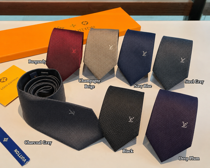 Louis Vuitton Diamonds V Woven Jacquard Silk Tie